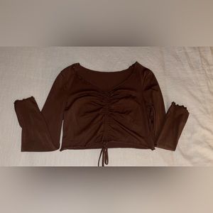 Long Sleeve Brown Tie Top